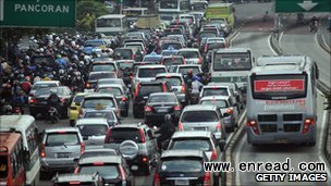 the number of vehicles in jakarta has tripled in the last decade