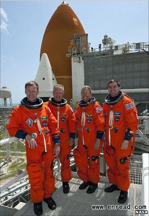 the final atlantis mission will have a crew of four, led by chris ferguson (far left)