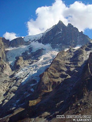 in the ecrins massif, glacial retreat is more than three times stronger than in the mont blanc region