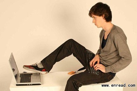 a pair of dutch inventors have developed a set of jeans that give a whole new meaning to the phrase 'laptop'.